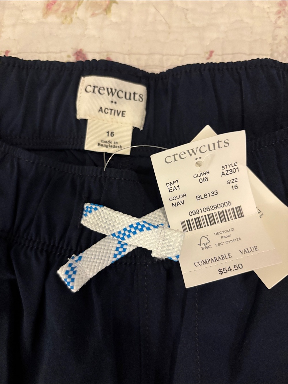 Crewcuts Navy Blue Kids Jogger Pants with Contrast Drawstring